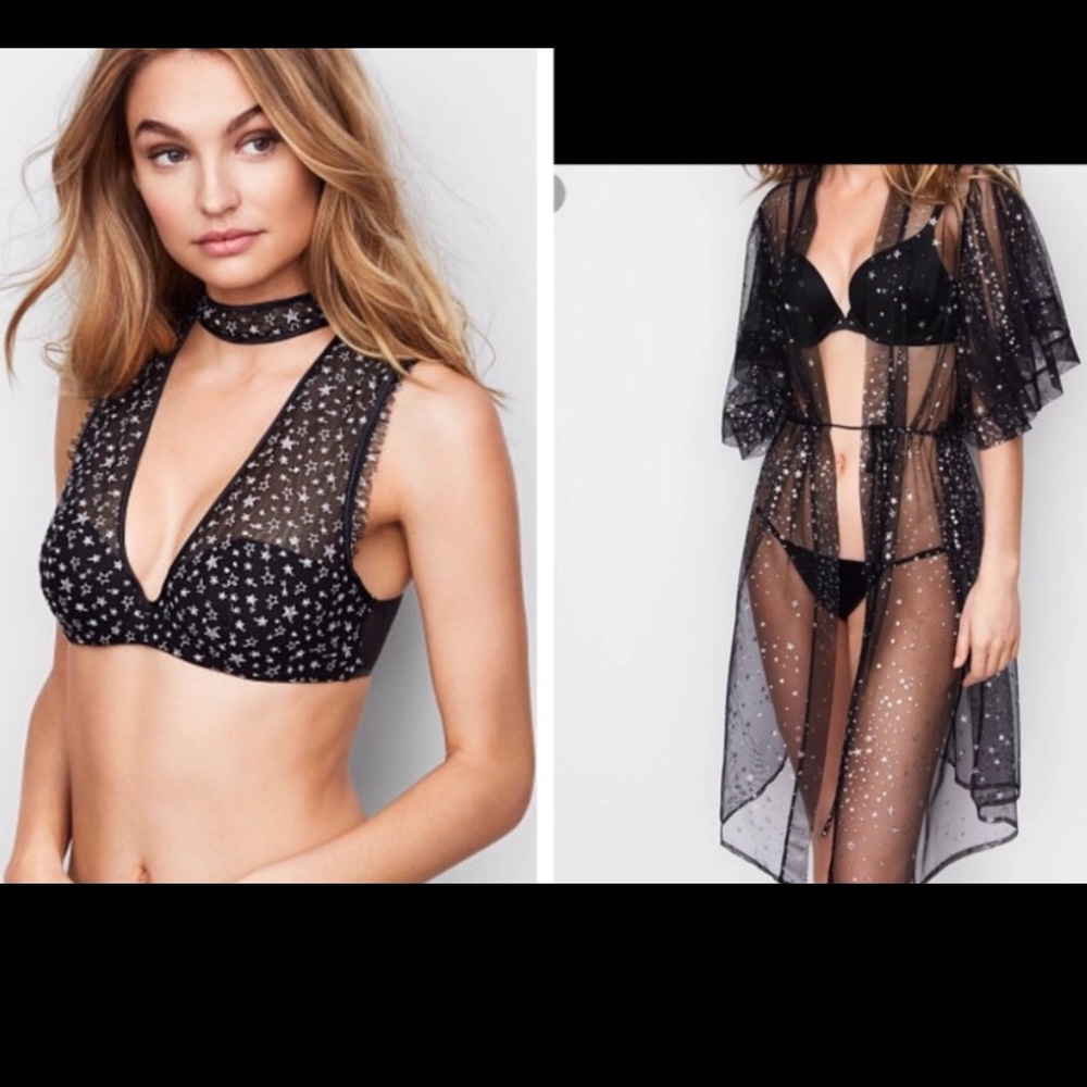 Victorias secret star kimono robe and star bra